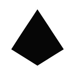 Fototapeta premium A geometric abstract shape resembling a faceted gem or a stylized pyramid with sharp edges and a dark mysterious appearance on a black background