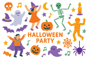 Fototapeta premium Vibrant Halloween Party Characters and Icons
