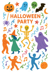 Vibrant Halloween Party Characters and Icons