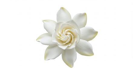 Beautiful single white gardenia flower isolated on a white background.