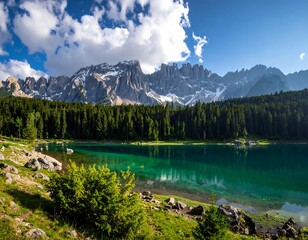 Alpine Lake Scenic Mountain View.