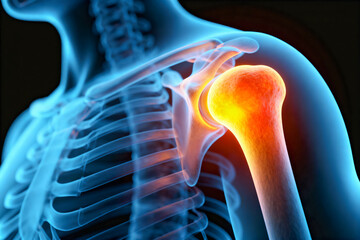 Anatomical Illustration of a Painful Shoulder Joint