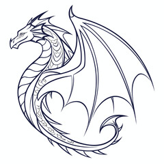 Vector art of dragon outline illustration