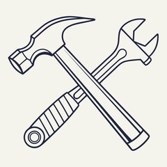 Vector art of hammer and wrench crossed over