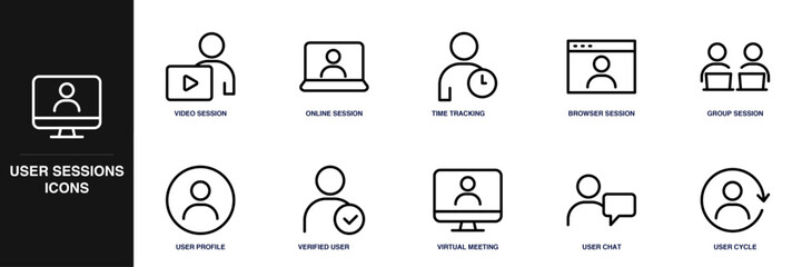 User Sessions Line Icon Set