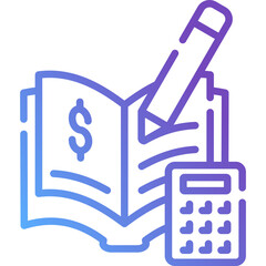 Ledger Accounting Book with Calculator Gradient Line Icon