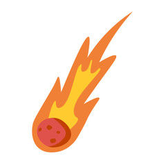 Cartoon Comet with Fiery Tail