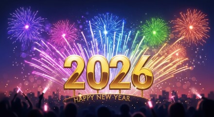Golden 2026 numbers shine bright amidst spectacular new year's eve fireworks display