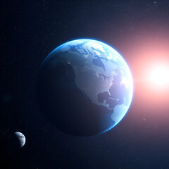 Fototapeta premium Blue planet with life in space