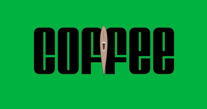 Animation of coffee and localisation mark over transparent background