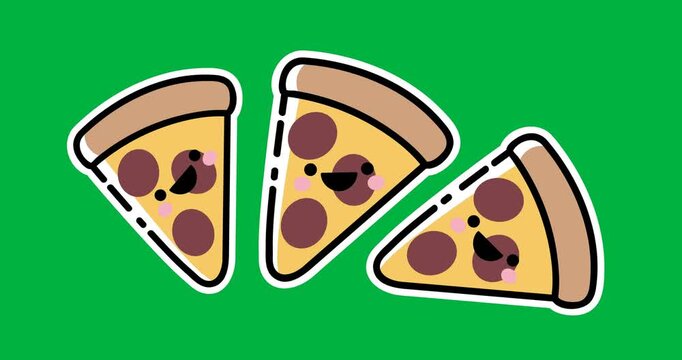 Animation of pizza icons over transparent background