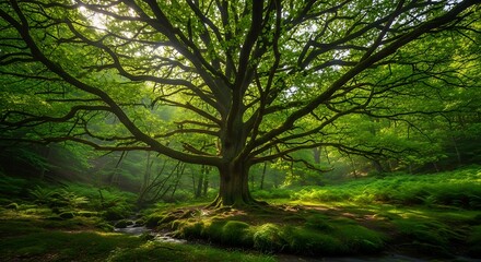 Majestic Tree in Lush Green Forest - A Natural Wonder.