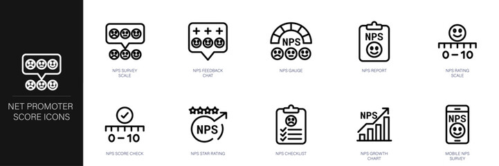 Net Promoter Score Line Icon Set