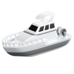 White Fishing Boat Isolated on Transparent Background Nautical Vessel for Recreational Sea Travel and Sport Fishing Transportation