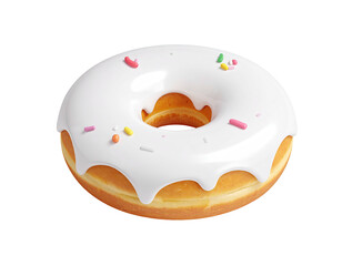 Studio shot of a glazed doughnut with colorful sprinkles, isolated on black