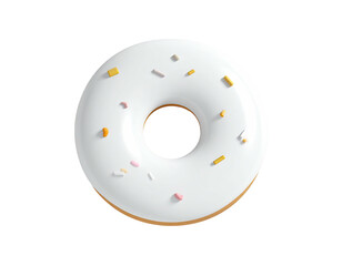 Perfectly frosted donut with colorful sprinkles and a dark background