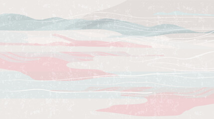 An abstract pastel background with pink, gray, and blue textured shapes and lines reminiscent of painted waves and clouds. Decorative vector illustration.