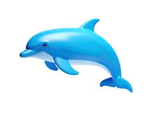 Fototapeta premium A cheerful, vibrant cartoon dolphin with a sleek, shiny, blue body, on black