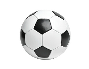 Fototapeta premium A close-up of a standard soccer ball with pentagonal and hexagonal black/white panels