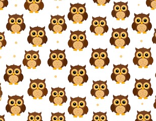 Cute Owl Pattern Seamless Background.