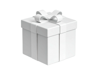 A pristine white gift box with a matching bow sits against a black backdrop
