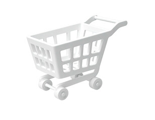 3D-rendered white shopping cart on black background