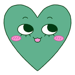 Green heart with funny face
