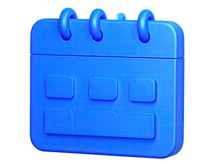 A bright blue 3D rendered calendar with coil binding and clean lines