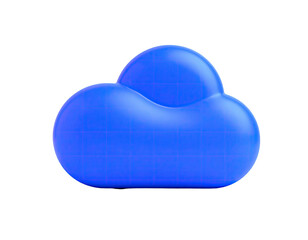 3D rendered blue cloud, simple design with a grid overlay