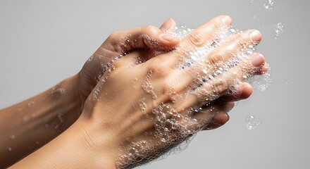 Fototapeta premium Hands being washed with soap and water, hygiene.