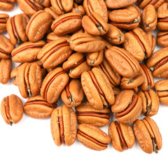 Fototapeta premium Pile of pecan nuts isolated