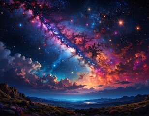 Colorful Cosmic Landscape View.