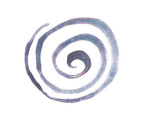 Blue watercolor spiral art: abstract swirl pattern on white background for meditation and creativity.