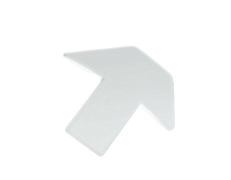 A white, beveled arrow pointing upwards and slightly right, on a black background