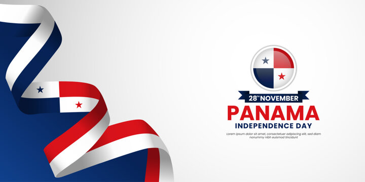 Panama independence day banner background 28th november design element with waving ribbon flag