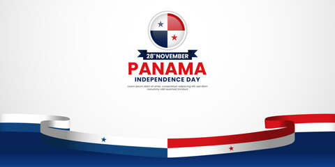 Panama independence day banner background 28th november design element with waving ribbon flag