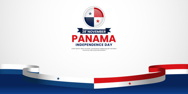 Panama independence day banner background 28th november design element with waving ribbon flag