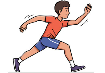 A young boy runs energetically, embodying the message 'Exercise Move Strong.' Dynamic illustration with a vibrant background. Perfect for health, fitness, and motivational content.