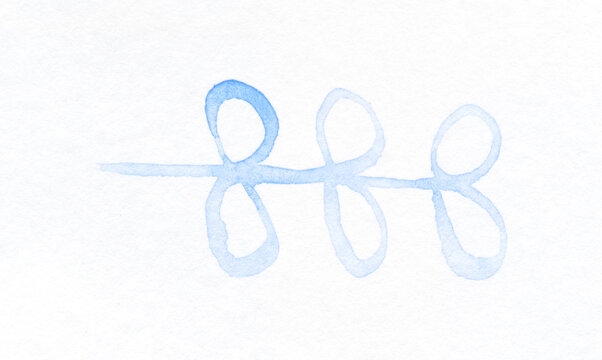 Simple blue brushwork with stylized figure eight shapes on white textured background.