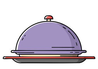stylized  serving tray with a cloche showcasing a simple modern design Clean lines and a pastel purple background create a visually appealing and commercially viable graphic