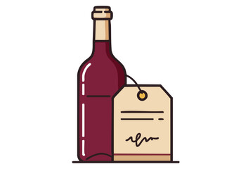 stylized illustration features a bottle of red wine with an 'Amber Sign' tag Clean lines and a flat design create a modern aesthetic Suitable for branding and product design