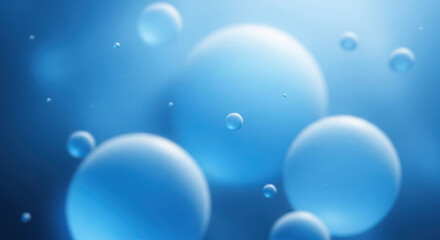 Abstract blue bubbles floating in water with light rays