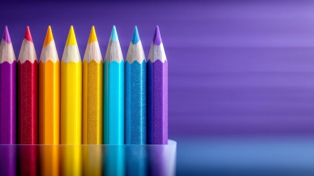 Colored pencils arranged essential art tools for creativity perfect for drawing coloring and artistic expression for all - Powered by Adobe