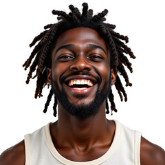 Joyful young man smiling outdoors urban setting portrait photography bright and lively atmosphere