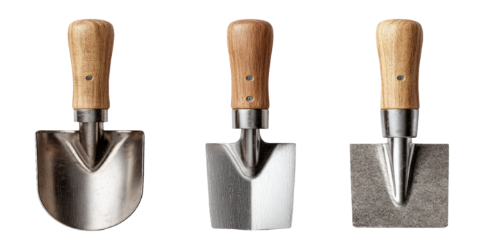 Isolated Garden Tools with Wooden Handles on Transparent Background
