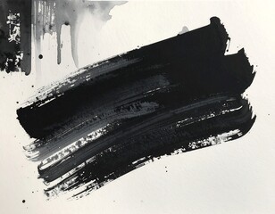 Abstract Black Brushstrokes on Light Background.