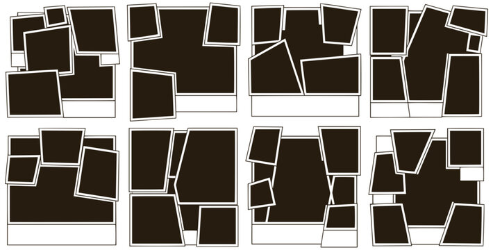 Modern scrapbook layouts display cherished memories, perfect for albums and digital projects