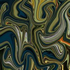 Dark abstract marble swirl in green, yellow, and navy tones, creating a bold artistic texture. Perfect for fashion prints, contemporary art, and digital backgrounds.