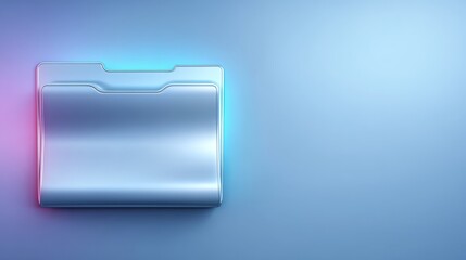 Shiny metal folder icon blue background digital design digital folder icon metal texture vibrant blue background