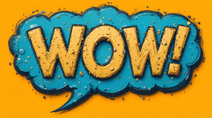 WOW Speech Bubble Isolated On Yellow Background